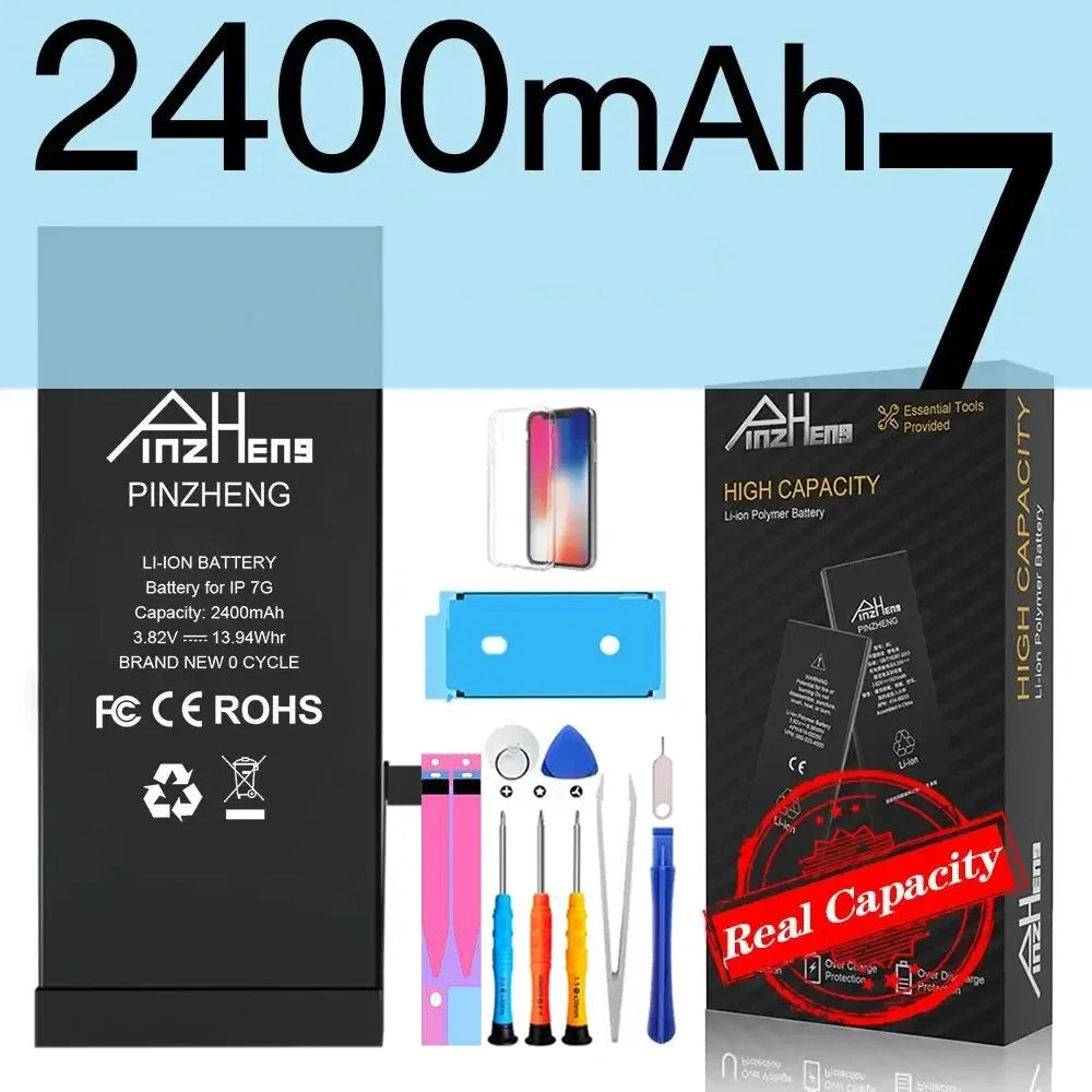 PINZHENG Real High Capacity Battery For iPhone 5S SE 6 6S 7 8 Plus X Xr Xs Max Phone Replacement Bateria Warranty One Year