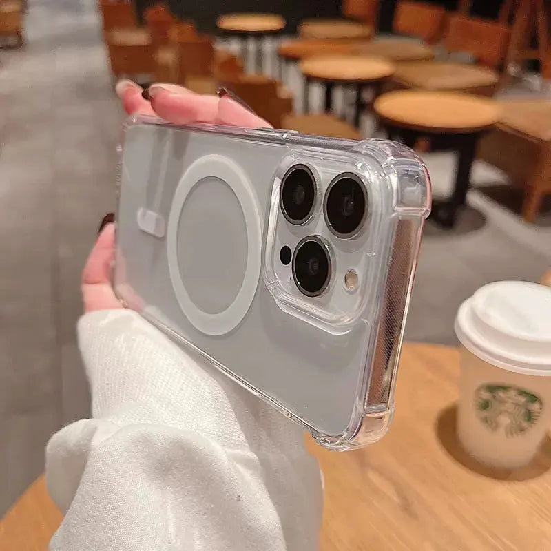 For iPhone 17 ProMax Transparent For Magsafe Magnetic Case for iPhone 17 16 15 14 13 12 11 X XR XS Max Pro Plus Shockproof Cover