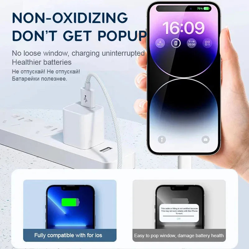 30W Fast Charging USB Cable For iPhone 14 13 12 11 Pro Max 8 7 6 Plus XS X XR Type C Data Line 2M Quick Charge Phone Accessories