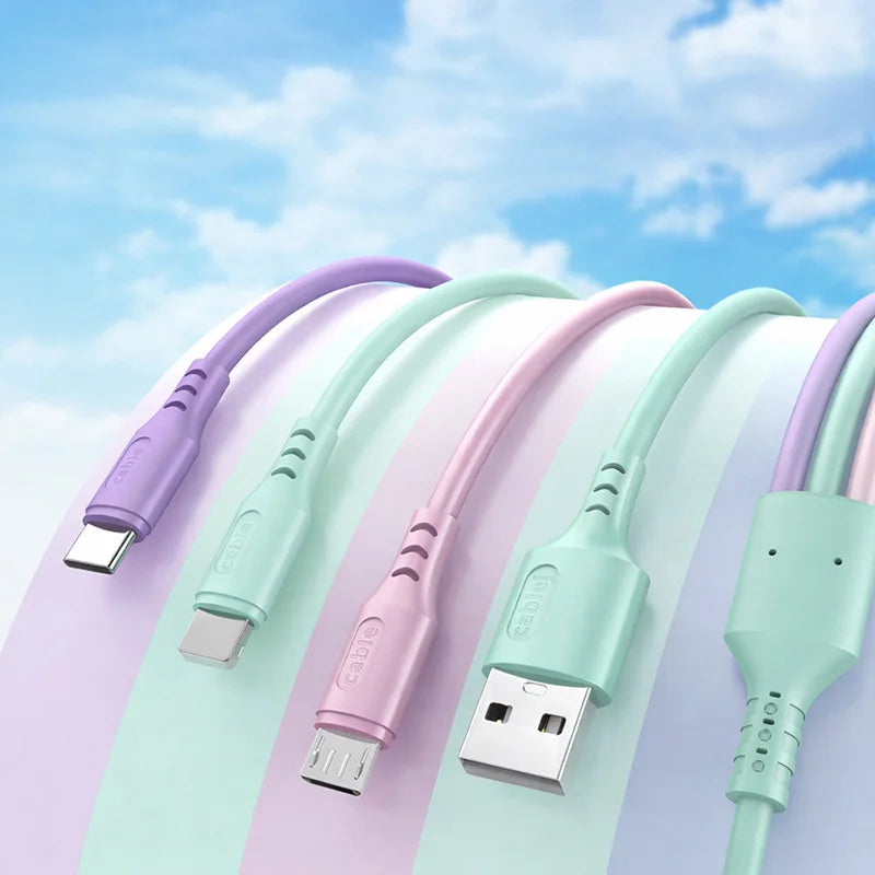 3-in-1 USB Cable 6A Fast Charging & Data Sync for iPhone, Xiaomi, Huawei, Vivo, Type-C, Micro Cord, High-Speed Charger Cable