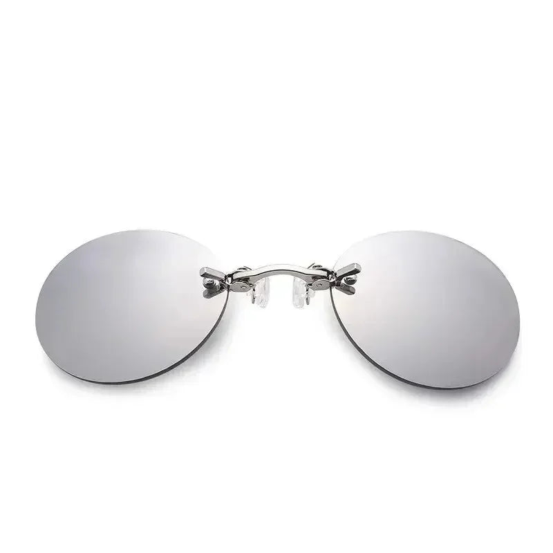 1-2PCS Clip On Nose Glasses Round Rimless Matrix Morpheus Sunglasses Mini Frameless Vintage Men Eyeglasses