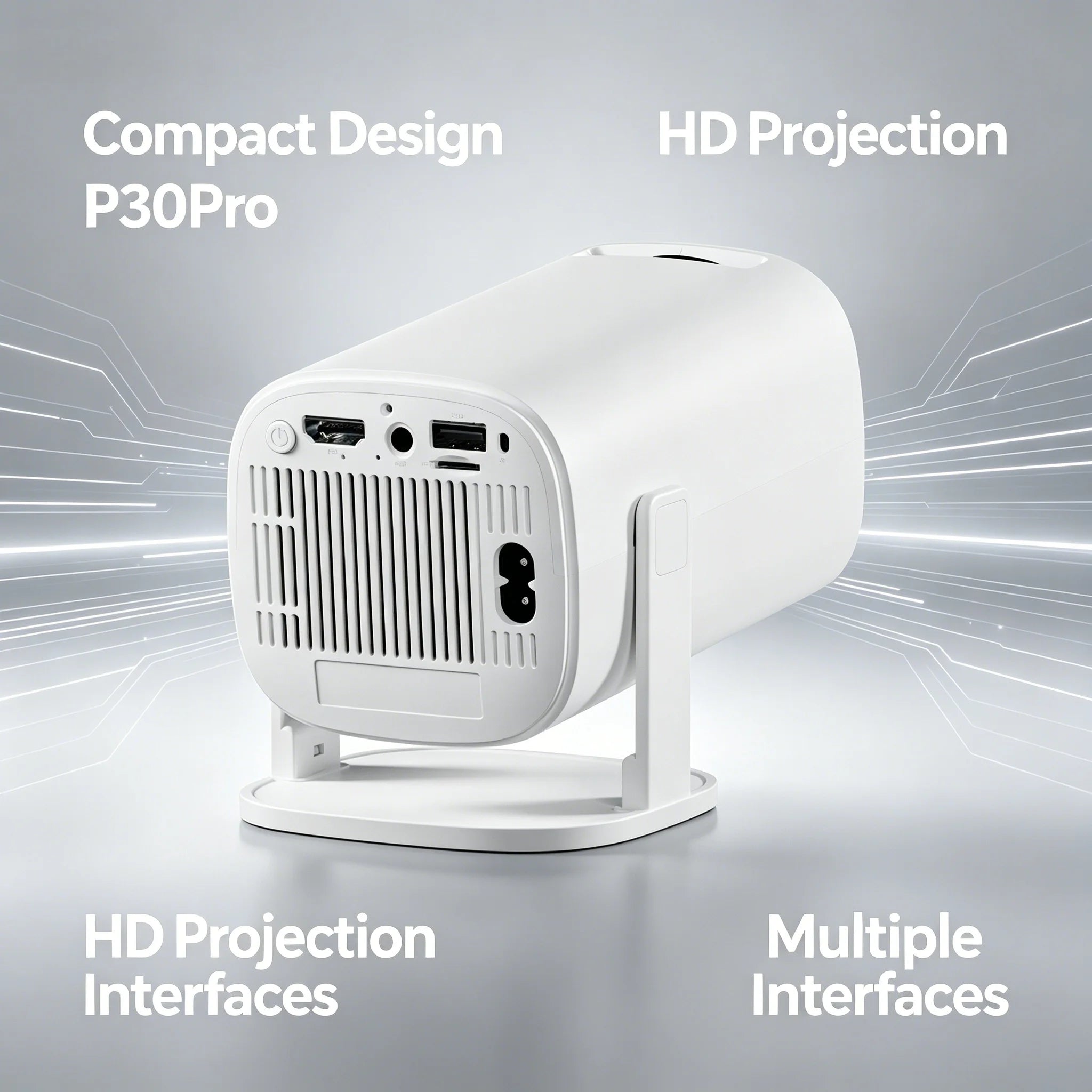 2026 P30Pro Projector 180Lumen Ultra HD 8K WiFi Bluetooth 5.0 Wired Wireless Screen Mirroring Portable Home Theater Projector