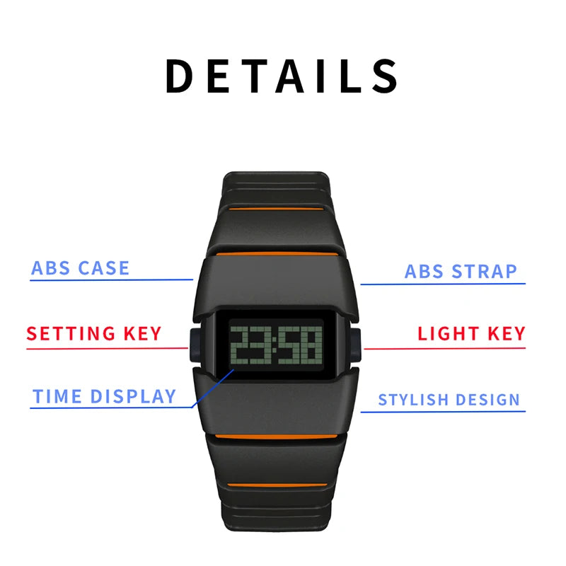 SHIYUNME New Luxury Men's LED Electronic Watch Plastic Material Creative Design Unique Watch Man Casual Sports Waterproof Watch