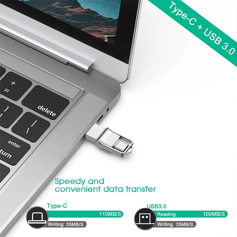 Mini Flash Drive 512GB USB 3.0 Fast Type-C Pen Drive 256GB 128GB Memory Stick High Speed DataFor Computers Phone PC Fast U Disk