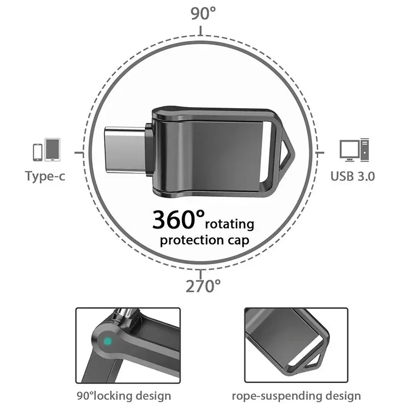 Mini Flash Drive 512GB USB 3.0 Fast Type-C Pen Drive 256GB 128GB Memory Stick High Speed DataFor Computers Phone PC Fast U Disk