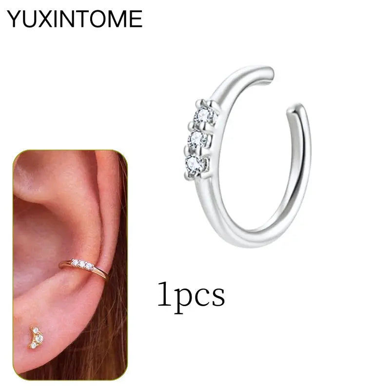 1PC Punk Ear Cuff Plated 24K Gold/925 Silver Conch Clip Earrings For Women Climbers No Piercing Fake Cartilage Earrings