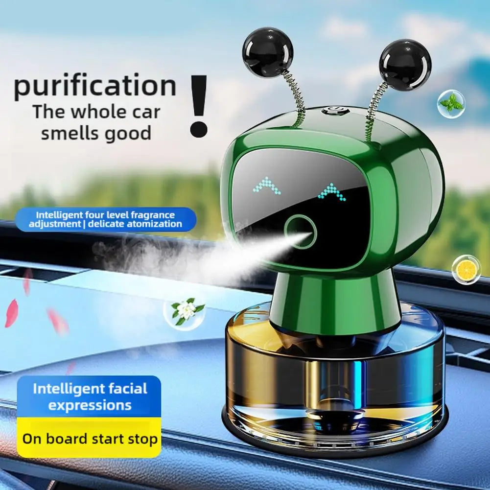 Smart Car Air Freshener AI Rechargeable Car Aroma Diffuser Smart Eyes 4 Levels Of Adjustable Intelligent Car Diffuser Gift