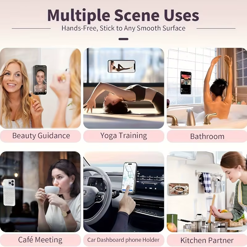 2pcs Double-Sided Silicone Suction Cup Phone Stand for Iphone Android Adjustable Angle for Makeup Fitness Yoga Binge-Watching