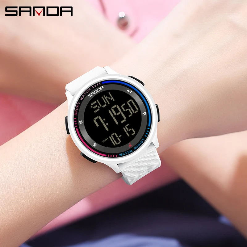 SANDA Men's Watch Multiple Functions Outdoor Sports Stopwatch Waterproof Digital Movement LED Men Wrist Electronic Alarm Watches