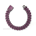 14mm Black Grey Bracelet Hip Hop Men Women Cuban Chain Bling Iced Out Rhinestones Paved Miami Necklace Jewelry