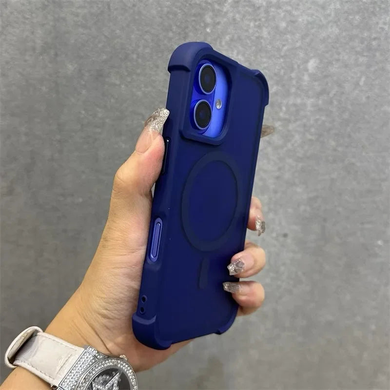 Magnetic Luxury Matte Fall prevention  Armor Shockproof Case For iPhone 15 14 13 17 16 Pro Max Wireless Charge For Magsafe Cover