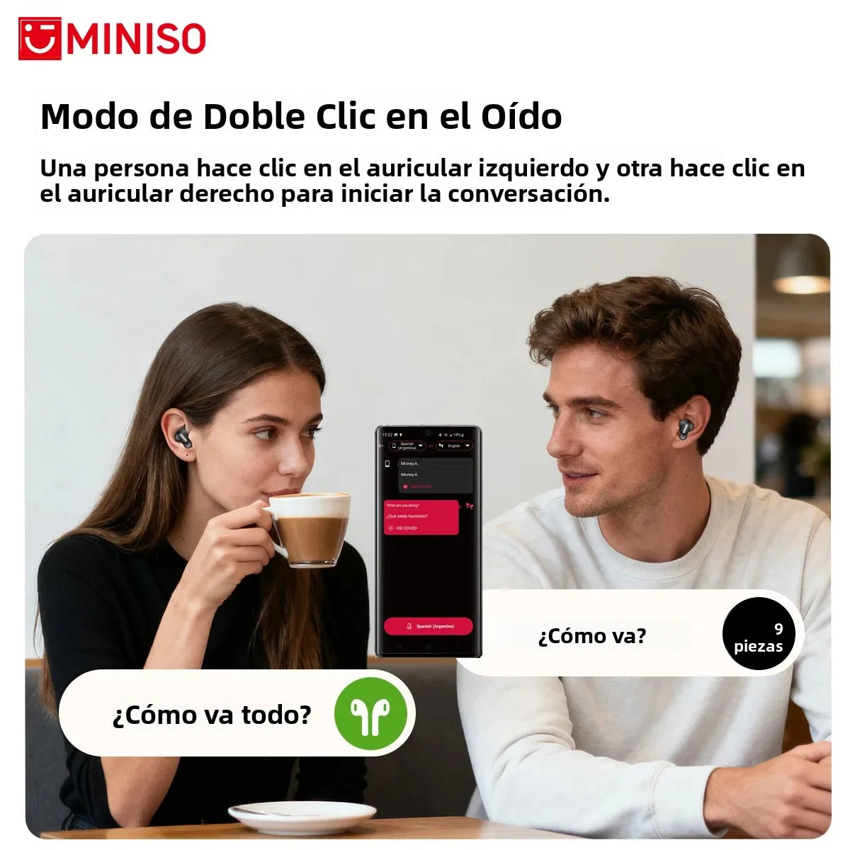 MINISO MS105 Wireless Bluetooth Headphones AI Translator Earbuds Nosie Reduction Mic TWS In-Ear Earbuds Soft