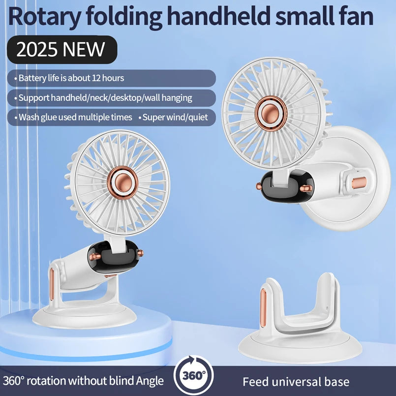 Handheld Mini Fan 3000mAh Foldable Portable Desk Outdoor Neck Hanging 5 Speed USB Rechargeable Fan Phone Stand Display Screen