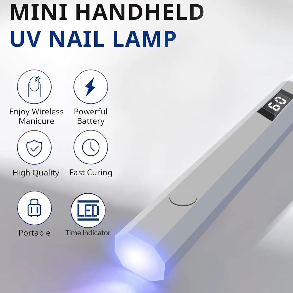 Mini UV Nail Light - Timers & Adjustable Stand, Handheld Nail Lamp for Gel Nails, Rechargeable Nail Dryer Flash Curing for Glue