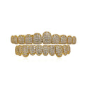 TOPGRILLZ Iced Out 10 Top &10 Bottom 5A CZ Stones Teeth Grillz Punk Rapper 14K Gold Plated Zircon Tooth Caps For Mouth Jewelry