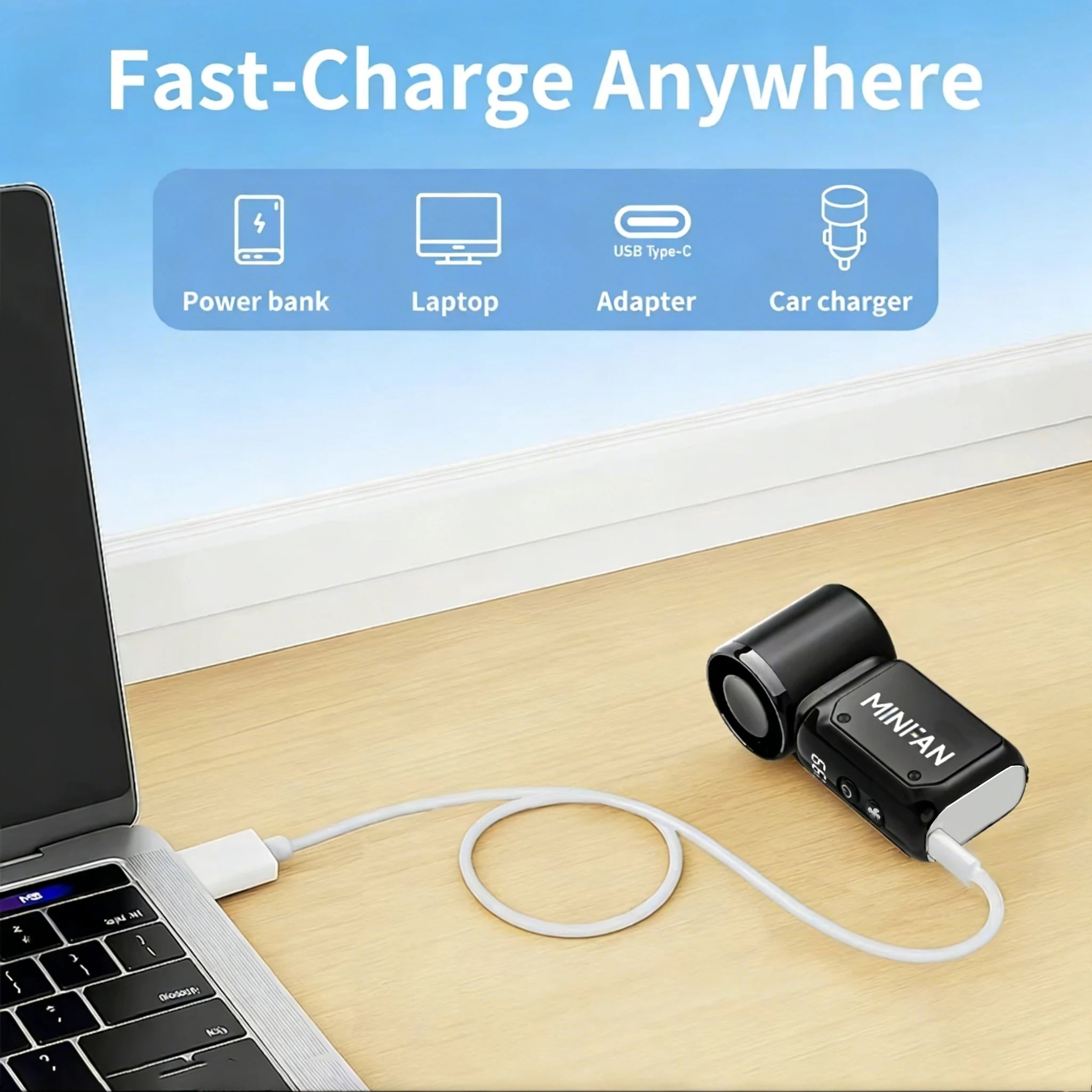 Portable silent mini bladeless electric fan, suitable for outdoor, travel, and office use, travel accessories