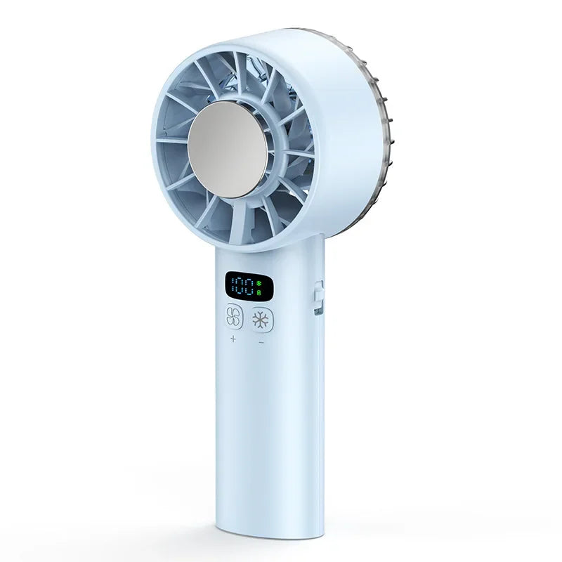 5200mah Ice Compress Fan High-speed Cooling Handheld USB Rechargeable Portable LED Digital Display For Travel Outdoor