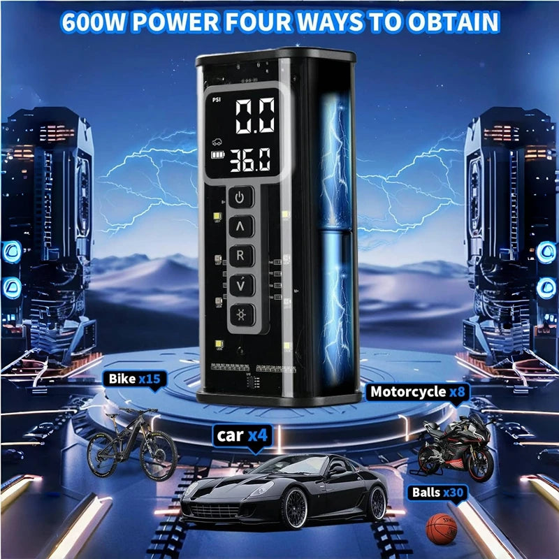 LEIBOO Portable Tire Inflator Air Compressor 6000mAh Battery 150PSI Tire Air Pump Inflation for Car SUV Motorcycle Bike Ball