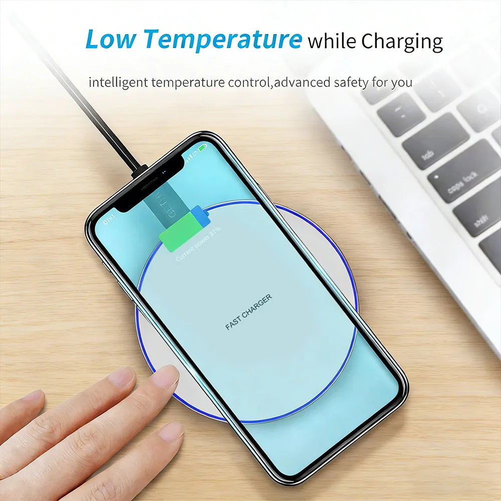 Desktop Wireless Charger Type C Cable LED Light For iPhone 17~12 Samsung S25 S24 Xaomi 17 Pro Max Huawei Fast Charging Station