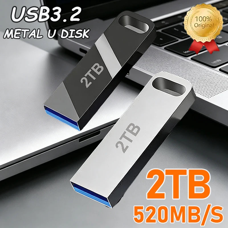 NEW 2TB Metal Flash Drive USB 3.2 Adapter High Speed Transfer 128GB 256GB 512GB Mini U Disk Pendrive Waterproof SSD Memory Stick