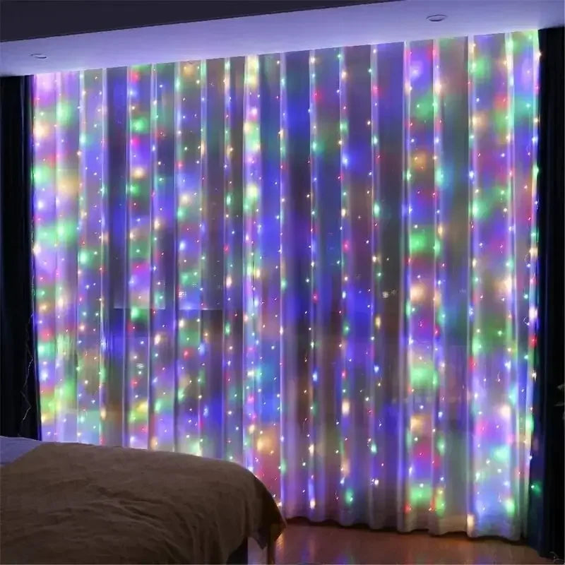 3/4/6m Curtain 100/600LEDString Lights Garland USB Festoon Remote Control Fairy Garland Lights Christmas Decoration Bedroom Home