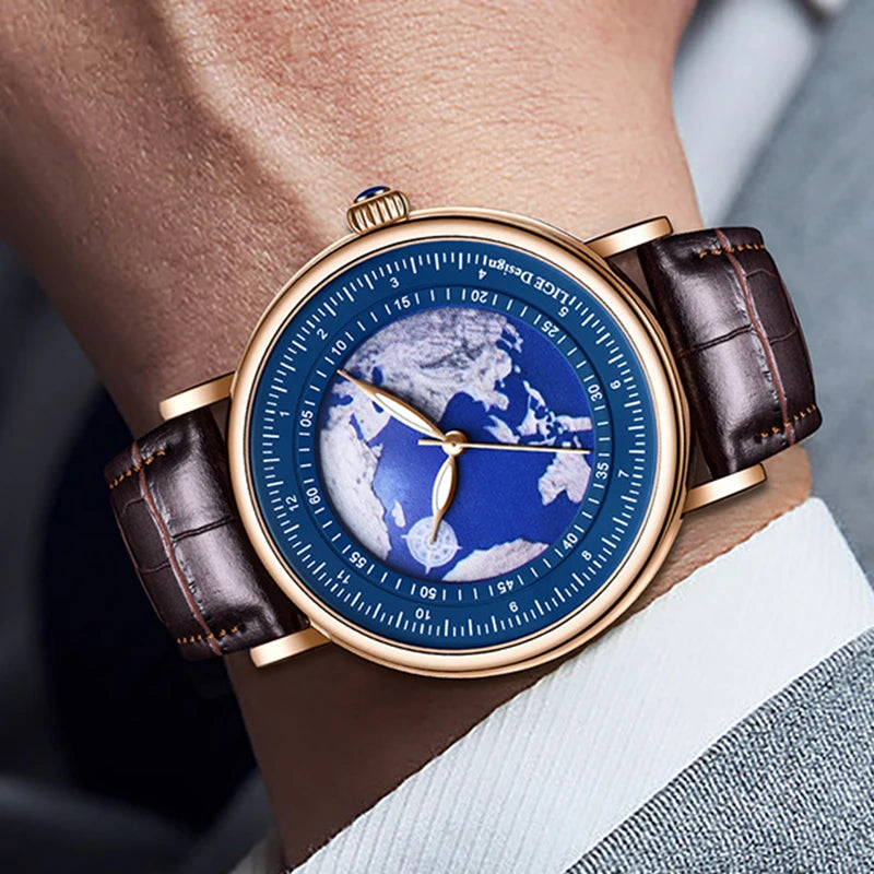 2023  New LIGETop Brand Luxury Man Wristwatch Waterproof Luminous  Unique Men Watches Leather Quartz Men's Watch Male reloj