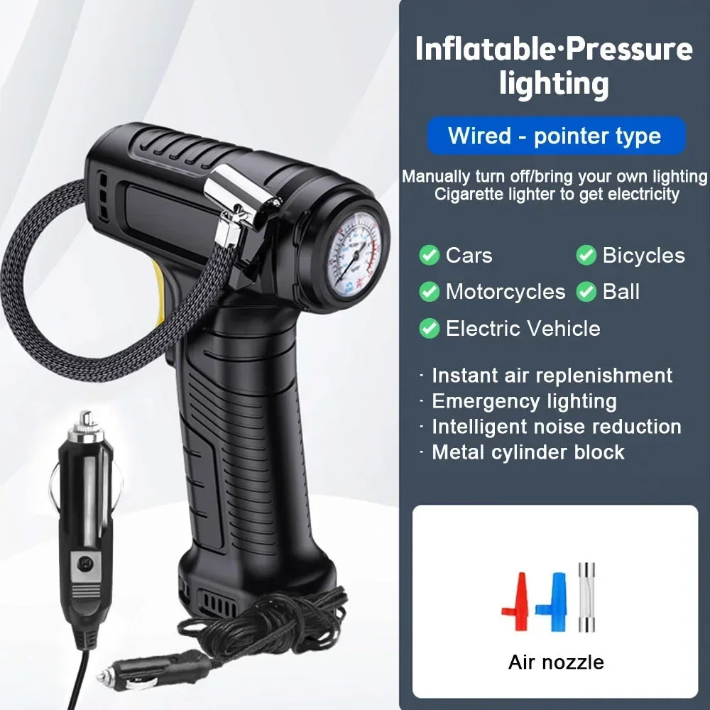 Wireless/wired Car Air Pump Portable 120W Tire Pump Car Air Compressor Tire Inflator Tire Inflator for Motorcycle Bicycle Ball