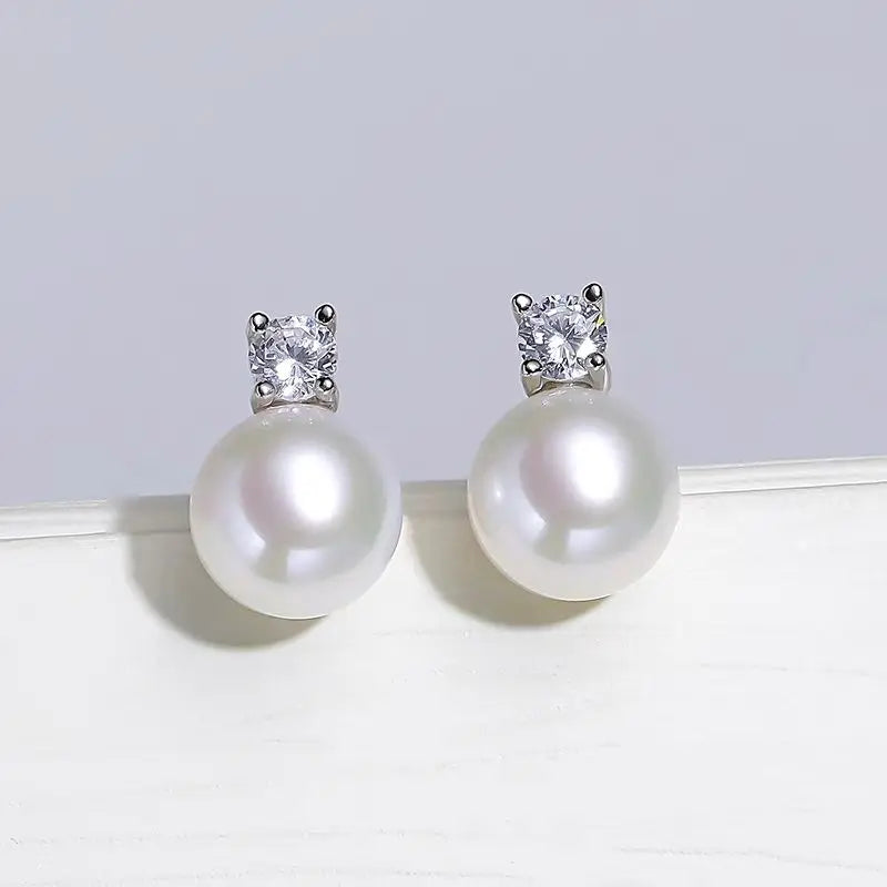 Senlissi-New Fashion 6A Lofty 8-12mm Freshwater Pearl Stud 18k Earrings for Women S925 Sterling Silver Jewelry Girlfriend Gifts