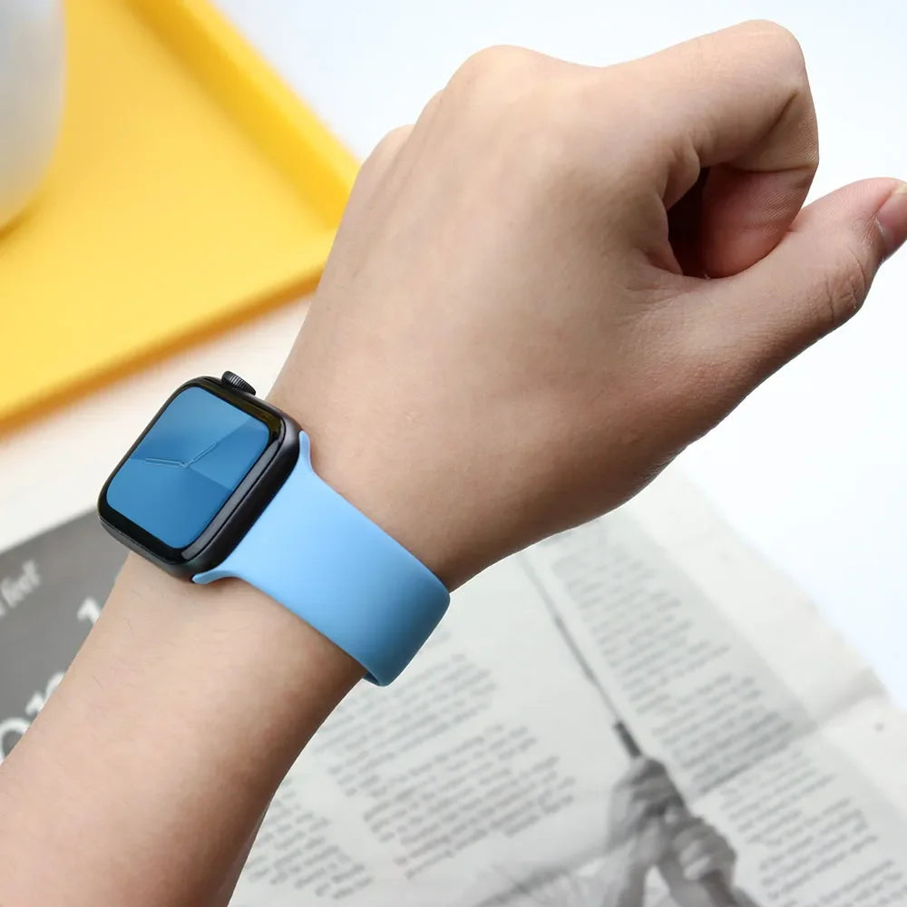 Silicone Band For Apple Watch strap 44mm 45mm 40mm 41mm 42-46mm 49mm sport bracelet iwatch series 11-10-9-8 7 6 5 4 SE-Ultra 2/3