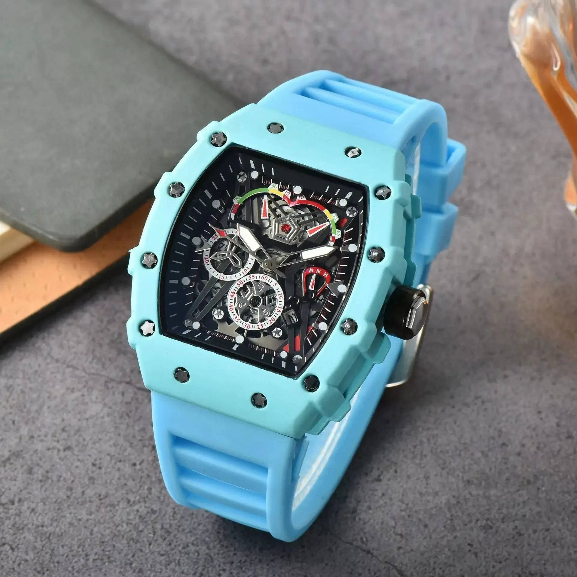 Luxury Quartz Men’s Wristwatch  Male Watch for Man Watches Trend Transparent Ghost Head Waterproof Skull