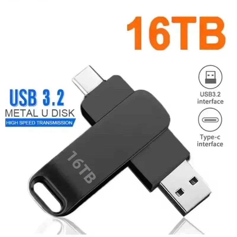 16TB USB 3.2 Flash Drives High Speed Transfer Metal Pendrive Memory Card Pendrive Flash Disk Memoria Waterproof Stick 2026 NEW